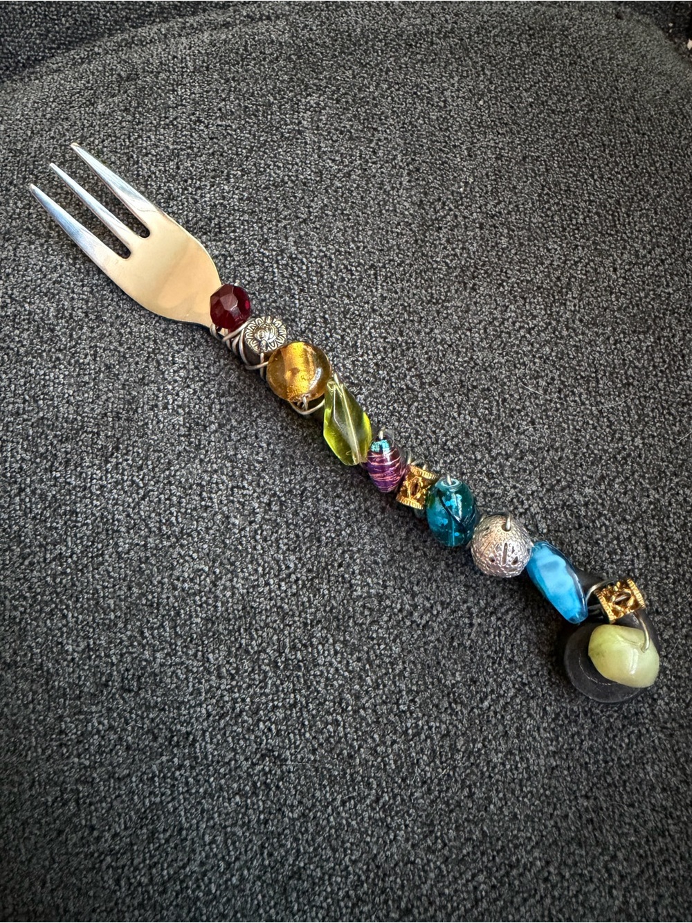 GS Beaded Decorative Appetizer/Serving Fork - Multicolor